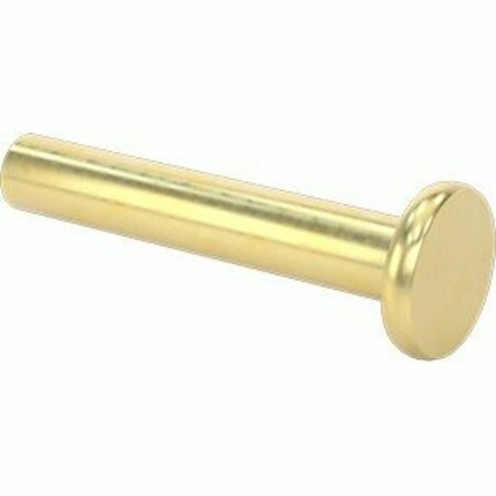 BSC PREFERRED Brass Flat Head Solid Rivets 1/8 Diameter for 0.688 Maximum Material Thickness, 100PK 97500A125